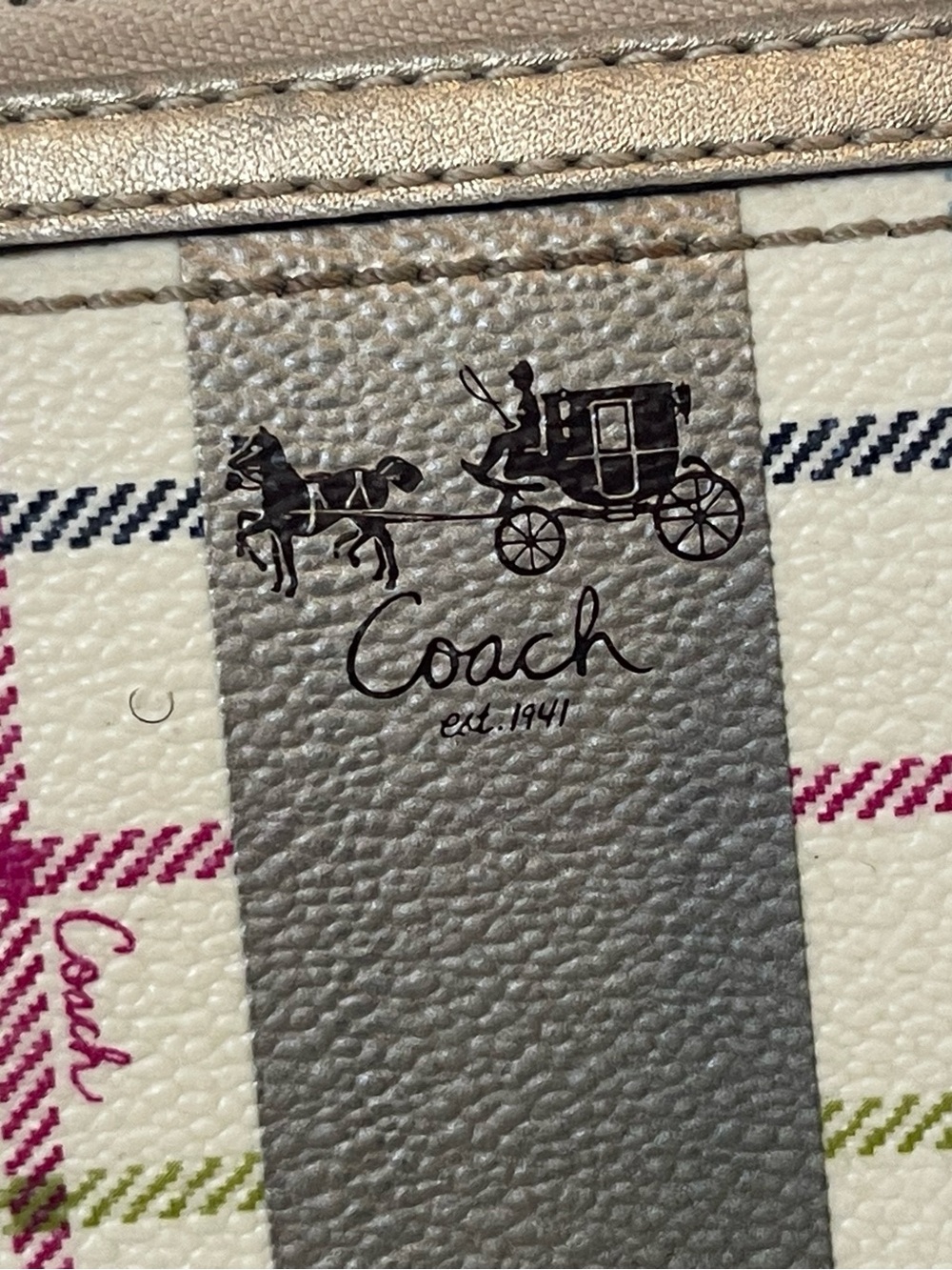 Coach Heritage Stripe Tattersall Plaid Wallet - Picture 2 of 12